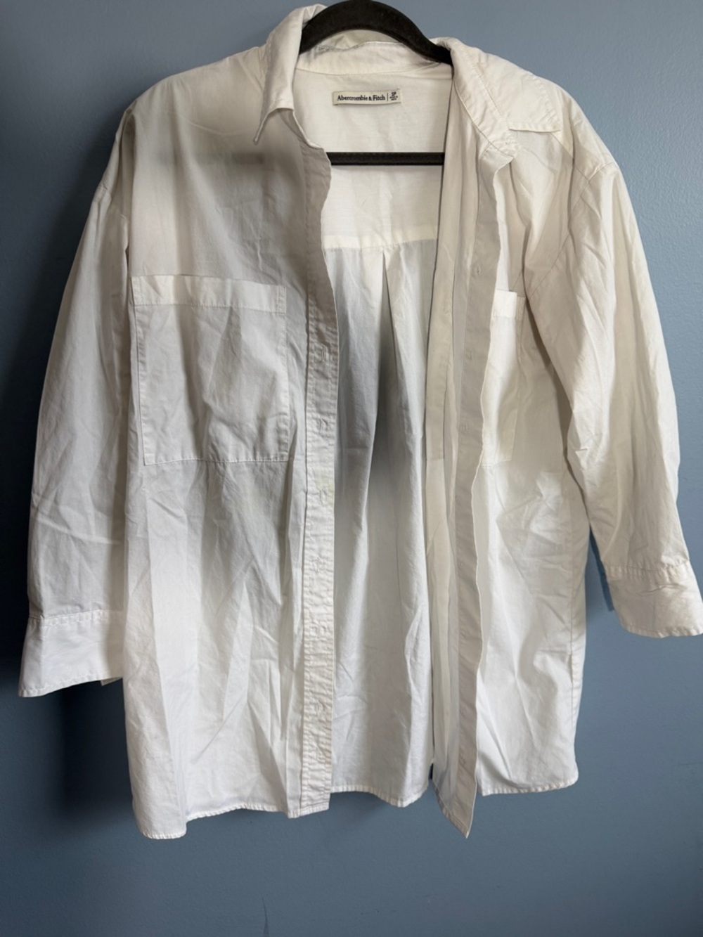 Abercrombie & Fitch White Relaxed Poplin Shirt Dress